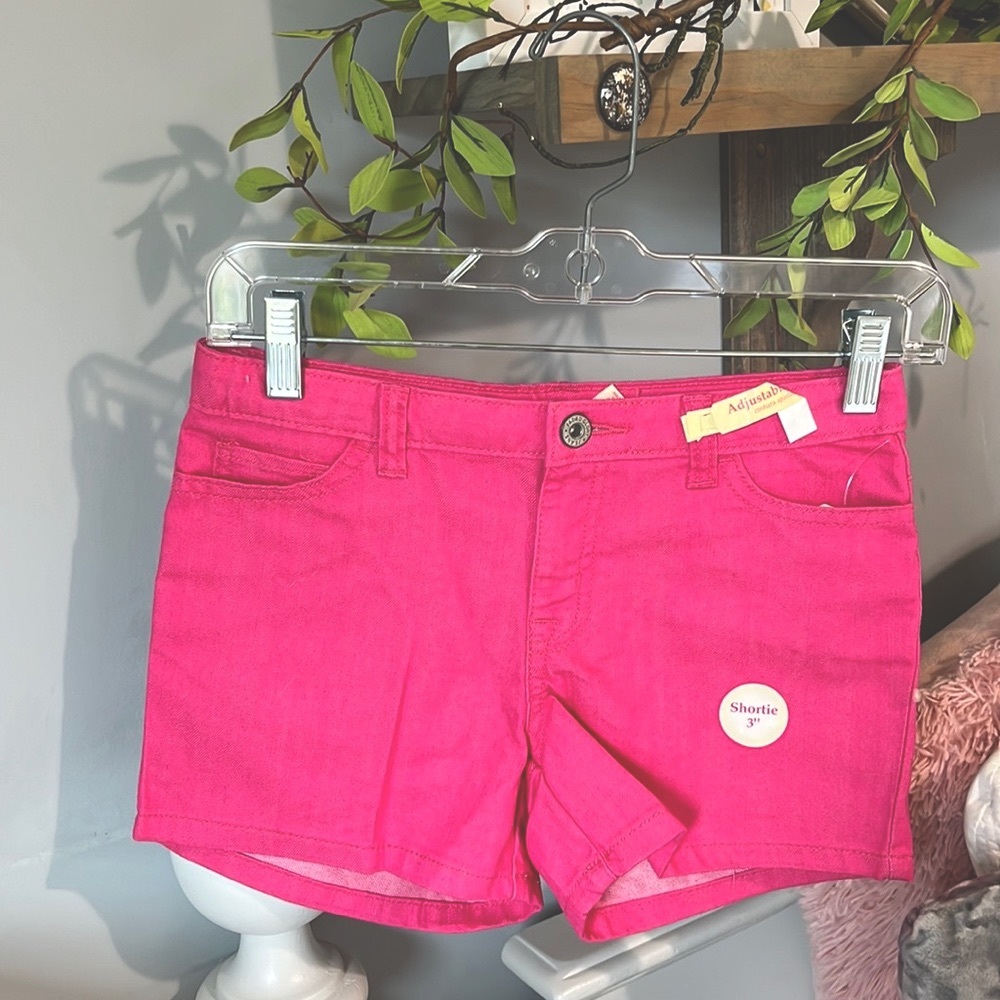 Pink Cotton Shorts Twill Adjustable Waist Girls 12